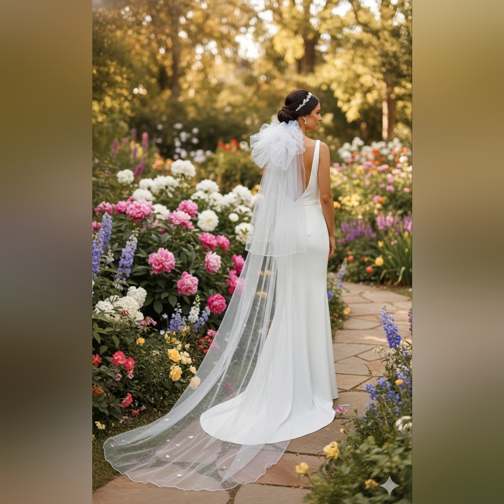 Eve Of Milady 95-Inch Long Cathedral White Floral Bridal Veil